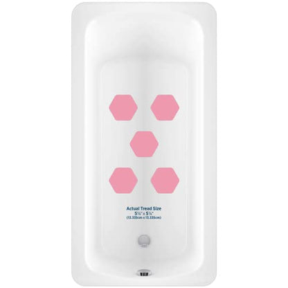 Kahuna Grip Bathtub Bath and Shower 5¼" Hexagon Non-Slip Traction Treads (Pink) - color: Pink