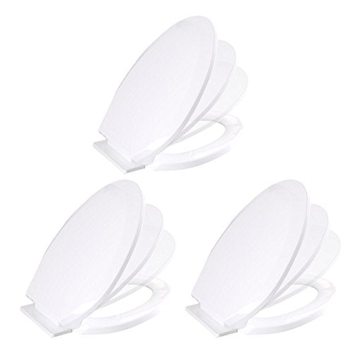 Renovators Supply Manufacturing White Plastic Soft Close Toilet Seat Elongated Slow Close Toilet Seat With Adjustable Mounting Hardware Pack Of 3 - color: White, size: Pack of 3