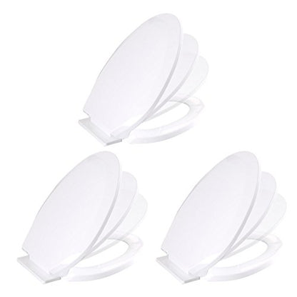 Renovators Supply Manufacturing White Plastic Soft Close Toilet Seat Elongated Slow Close Toilet Seat With Adjustable Mounting Hardware Pack Of 3 - color: White, size: Pack of 3