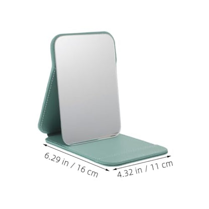 VICASKY 2pcs Portable Desk Makeup Mirrors with Stand Small Folding Vanity Mirror for Travel, Dorm, Bathroom, Countertop Use in Blue-Green