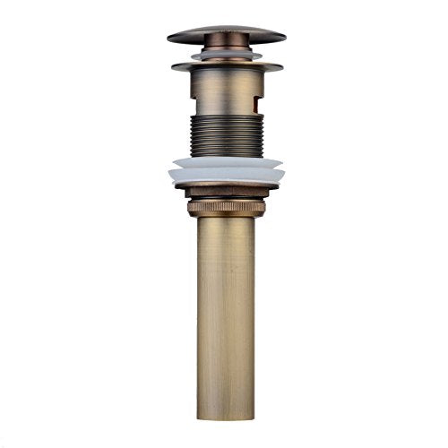 Antique Brass Pop Up Drain with Overflow for Vessel Sinks | Heavy Brass Construction with Rustproof Finish and Tool-Free Hand Tighten, Smooth Operation, Compatible with Most Sink Holes.