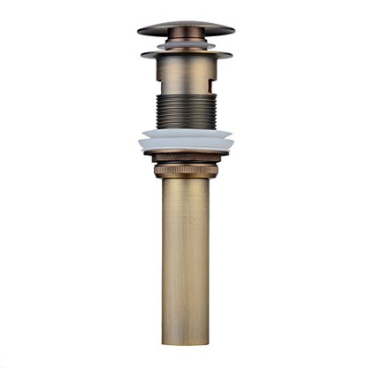 Antique Brass Pop Up Drain with Overflow for Vessel Sinks | Heavy Brass Construction with Rustproof Finish and Tool-Free Hand Tighten, Smooth Operation, Compatible with Most Sink Holes.