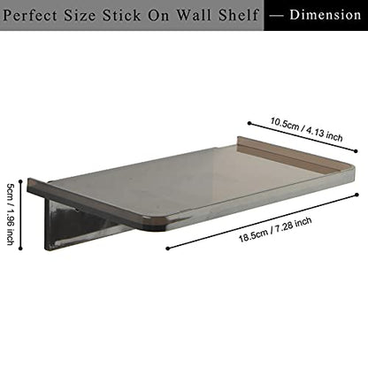 JDYOOMI Acrylic Floating Wall Shelves - Small Stick-on Wall Mounted Phone Shelf Holder Wipes Rack Smart Speaker Shelf for Bathroom,Kitchen,Toilet,Bedroom,Office - Translucent Grey - color: Translucent Grey