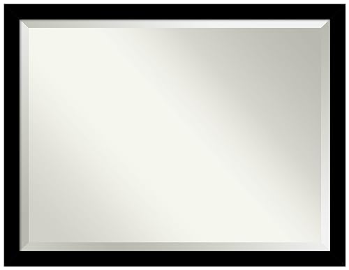 Amanti Art Black Bathroom Mirror for Over Sink, 33x43 Brushed Black Rectangle Vanity Mirror, X-Large Modern Frame, Hangs Horizonally and Vertically, Bathroom Wall Decor, Beveled Edge - color: Brushed Black, size: 43"L x 33"W