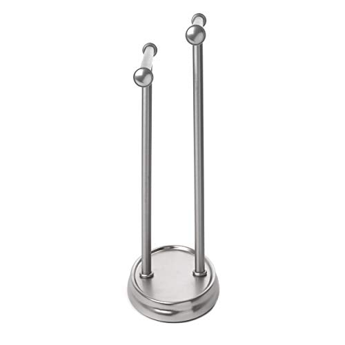 Umbra Palm Double Hand Towel Tree, Brushed Nickel 2 Towels Holder and Accessories Stand for Bathroom Vanities - Slim, Modern, Durable Bars With Base Serves as a Jewelry Tray for Rings, 4.25" Length x 10.5" Height x 3.75" Width, Model:021019-410