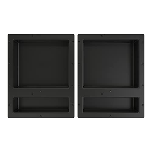 Tile Redi USA RNQH1620D-20D Niche Quadruple Recessed Shower Shelf, Four Shelves, 20" H X 32" W, Black - size: 20" H X 32" W, style: 4 Shelves
