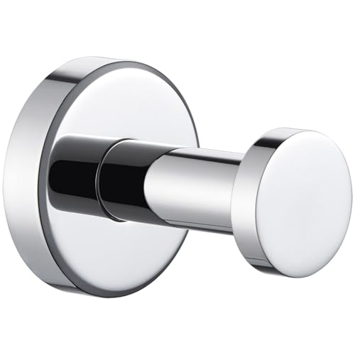 Angle Simple Single Bath Towel Hook, SUS304 Stainless Steel Round Coat Hook Wall Mounted, Robe Hanger for Kitchen Bathroom Polished Chrome - color: Polished Chrome, size: 1 Pack
