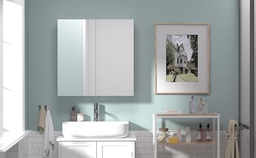 24x32 Bathroom Wall Cabinet, Saver Storage Cabinet, Moisture-Resistant Wood, Medicine Cabinet with 2 Door and Adjustable Shelves，Flat-Pack Design – Assembly Required - size: W32 x H24 2 Door