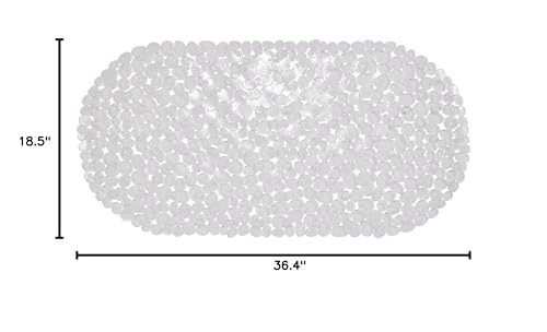 Bath Bliss Non-Slip Pebble Bathtub Mat 18x36 Oval Clear Color | Suction Cup Shower Mat with Drain Holes | Machine Washable Anti-Slip Tub Mat - color: Clear