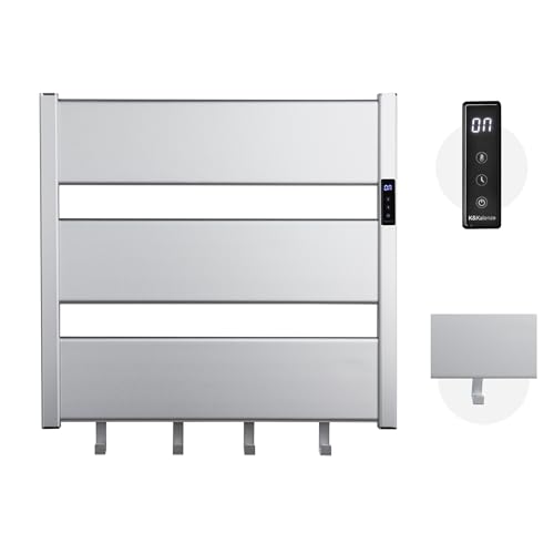 K&KALONZO Electric Heated Towel Rack, 2-Min Heat, Plug-in/Hardwired, H3-S | Wall Mounted, 10 Timers & 3 Heat Levels, 2H Rapid Dry, Anti-Scald, Aerospace Aluminum Towel Warmer for Bathroom, 4 Hooks, - color: Silver, size: 3-Bar