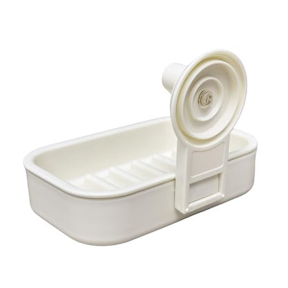 FixtureDisplays® Soap Dish with Suction Cup Wall Mount, Double Layer Self Draining Soap Holder, No Drill PP Plastic Soap Tray for Bathroom Kitchen Sink, 5.43 x 3.86 x 3.94 Inch 22054-2D