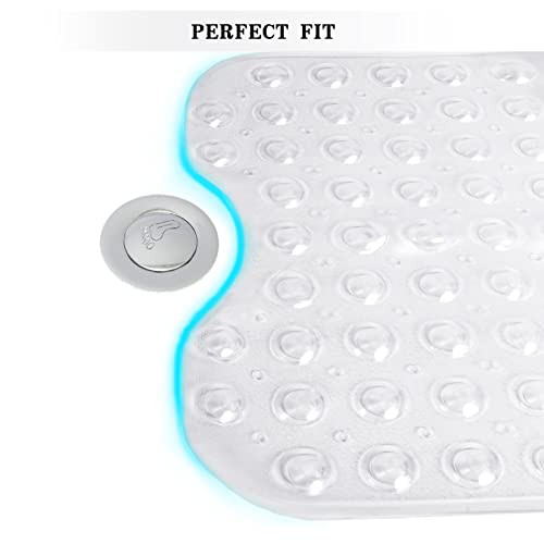 Bathtub and Shower Mats, Extra Long Non-Slip Bath Tub Mat 39 x 16 Inch, Machine Washable Bathmat with Suction Cups & Drain Holes for Bathroom Floor, Clear - color: Clear