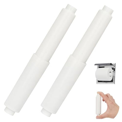 Toilet Paper Holder Roller Replacement, 2Pcs 6.5inch Plastic Toilet Paper Spring Rod Toilet Tissue Holder Replacement Spindle Replacement Rod fits Extra Large Bathroom Tissue Rolls (White) - color: White+0.59in