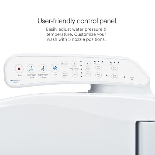 Brondell SE400-EW Swash SE400 Electric Bidet Toilet Seat With Heated Seat, Oscillating Stainless Steel Nozzle, Warm Air Dryer, Night Light, Gentle Close Lid, White Side Arm Control, Elongated - style: Elongated