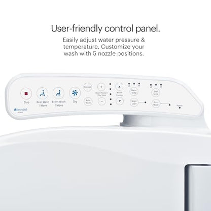 Brondell SE400-EW Swash SE400 Electric Bidet Toilet Seat With Heated Seat, Oscillating Stainless Steel Nozzle, Warm Air Dryer, Night Light, Gentle Close Lid, White Side Arm Control, Elongated - style: Elongated