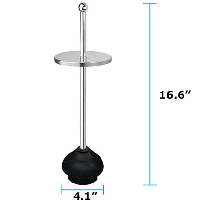Blue Donuts Toilet Plunger with Holder for Bathroom, Multi Drain Suitable Also for Bathtubs, Quick Dry (Chrome) - color: Chrome