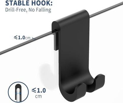 ecooe Shower Squeegee for Glass Doors,13" Large Shower Glass Cleaner | Silicone Streak-Free Wiper with Hanger and Stainless Steel Core for Bathroom, Kitchen & Car Windows, Black - size: 01-Silicone 13″/33cm