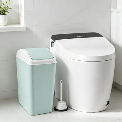 4.5 Gallon Plastic Trash Can with Lid, Swing Top Garbage Bin, Blue | Small Slim Swing Lid Trash Bin - color: Blue