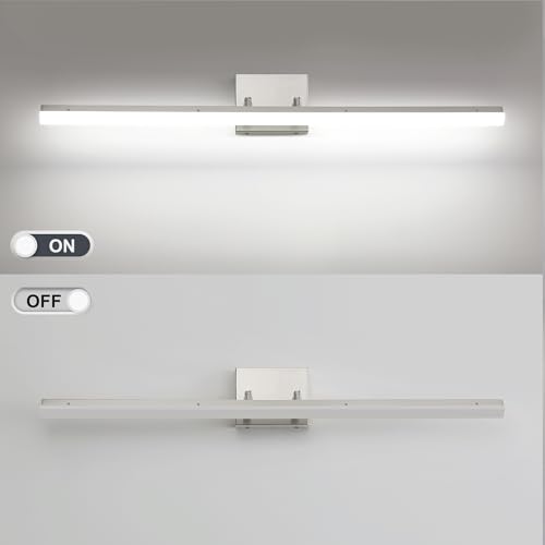 36 inch LED Modern Bathroom Vanity Lighting Fixtures Over Mirror, Brushed Nickel Adjustable Makeup Vanity Light Bar Dimmable 36W 5000K Cool White - color: Nickel-36 Inch 5000k