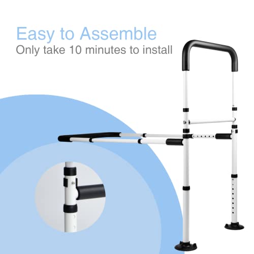 Bed Assist Rails Adjustable, Safety Bed Handle with Leg, Fall Prevention Hand Guard Grab Bar Bed Cane, Bed Rails for Elderly, Adults, Senior, Handicap, Disabled, Fit King, Queen, Full, Twin