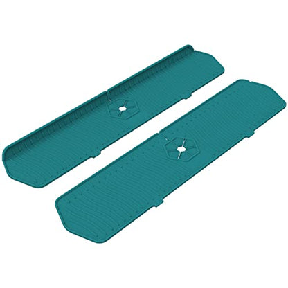2 Pack Kitchen Faucet Sink Splash Guard, 24" x 5.6'' Upgrade Silicone Faucet Water Catcher Mat, Sink Draining Pad Behind Faucet, Rubber Drying Mat for Countertop, Bathroom, Farmhouse, RV (Green) - color: Green, size: 2 Pack