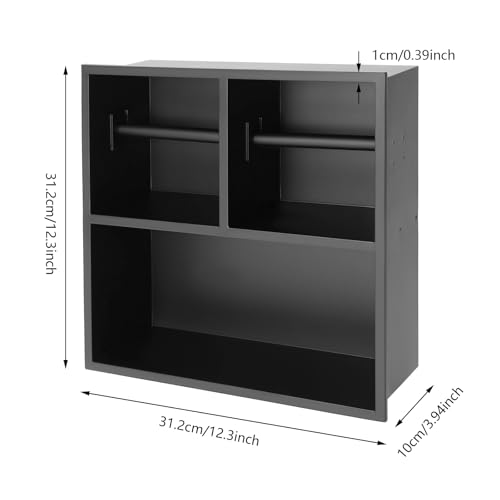 Dual Toilet Roll Holder, Recessed Toilet Paper Holder 304 Stainless Steel | Toilets Paper Holders Horizontal Toilets Paper Niche Toilet Niche Dispenser with Storage 12.2 LX 3.94W X 12.2H in (Black) - color: Black