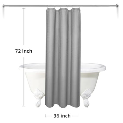 LaCyan Waterproof Waffle Shower Curtain, 258GSM Heavy Duty 3 Piece Set with Clear Liner and 6 Stainless Steel Hooks, Polyester Fabric Shower Curtains for Bathroom, Machine Washable, 36x72 Inch, Grey - color: Grey, size: 36"W x 72"L (Pack of 1)