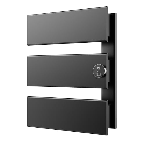 K&KALONZO Electric Towel Warmer Wall Mounted, Fast Heat in 2 Min, NTC Safety | 5 Timers & 3 Heat Levels Control, 2H Rapid Dry, Plug-In/Hardwired, Anti-Scald, Aluminum Heated Towel Rack for Bathroom, K3RB - color: Black, size: 3-Bar