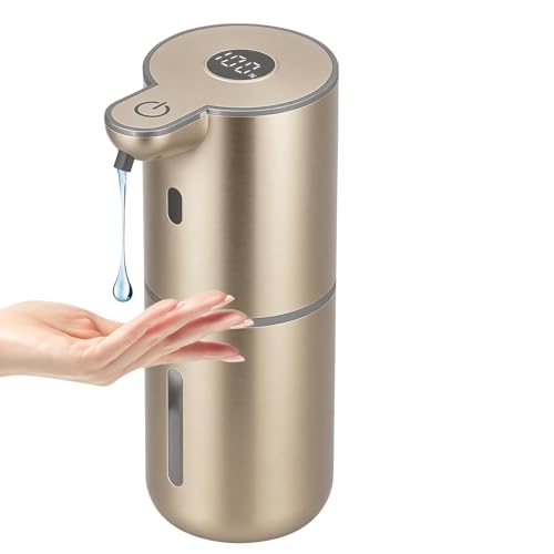 OHIFAST Automatic Liquid Soap Dispenser Touchless, USB Rechargeable Smart Hand Soap Dispenser, 6-Level Adjustable, 12.8oz/380mL Wall Mounted for Bathroom Kitchen Accessories Dish Soap-Gold - color: Gold, style: Liquid