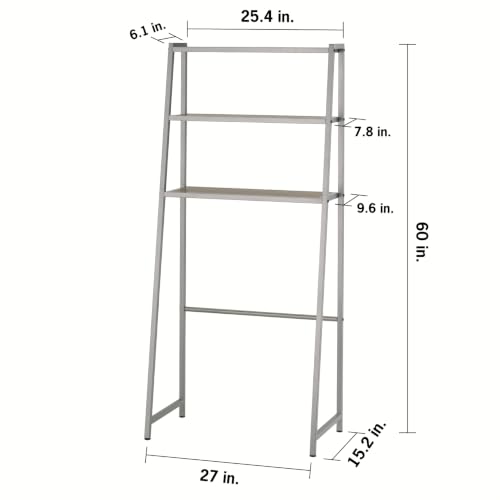 TRINITY 3-Tier Metal Over The Toilet Storage Shelving Rack, Freestanding Bathroom Organizer with Wood Grain Shelves, 27in x 15in x 60in, Champagne - color: Champagne