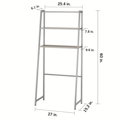 TRINITY 3-Tier Metal Over The Toilet Storage Shelving Rack, Freestanding Bathroom Organizer with Wood Grain Shelves, 27in x 15in x 60in, Champagne - color: Champagne