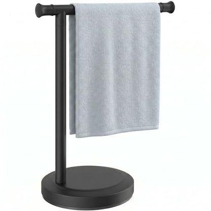 Hoimpro Hand Towel Holder Stand Bathroom Towel Bar Rack Countertop Black | Free Standing Towel Hanger for Bathroom Kitchen Vanity Counter,13 Inch, Stainless Steel, Towel Ring, Bath Accessories , Matte - color: Matte Black