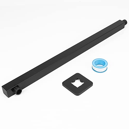 Shower Arm, Rain Shower Head Extension Extender, With Flange and Teflon Tape, Made of Thicken Stainless Steel for Bathroom Rainfall Shower (20 Inch, Matte Black) - color: Matte Black, style: 20 Inch
