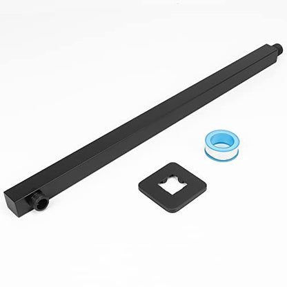 Shower Arm, Rain Shower Head Extension Extender, With Flange and Teflon Tape, Made of Thicken Stainless Steel for Bathroom Rainfall Shower (20 Inch, Matte Black) - color: Matte Black, style: 20 Inch