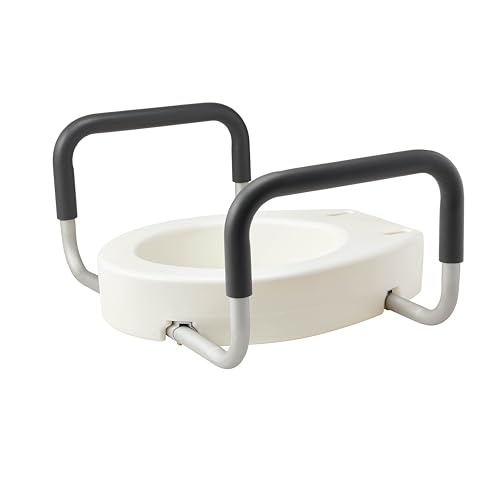 Medline Standard Toilet Seat Riser with Arms, 3.5-Inch Height, 400 lb Weight Capacity - Comfortable & Secure Bathroom Aid for Elderly & Disabled