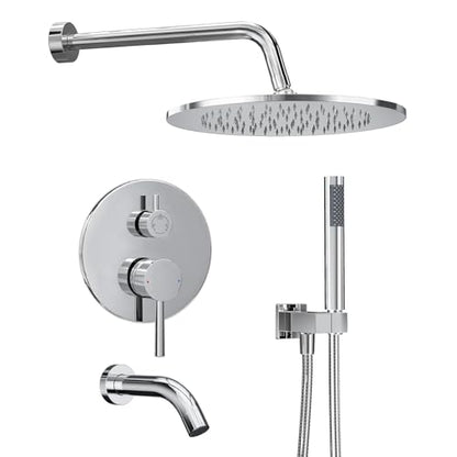 Gabrylly Shower System, 10" Bathtub Shower Faucets Set, Chrome | All Metal Rain Shower Head with Handheld Spray Combo and Tub Spout, Luxury Bathroom Rainfall Shower Head Set With Valve - color: Chrome