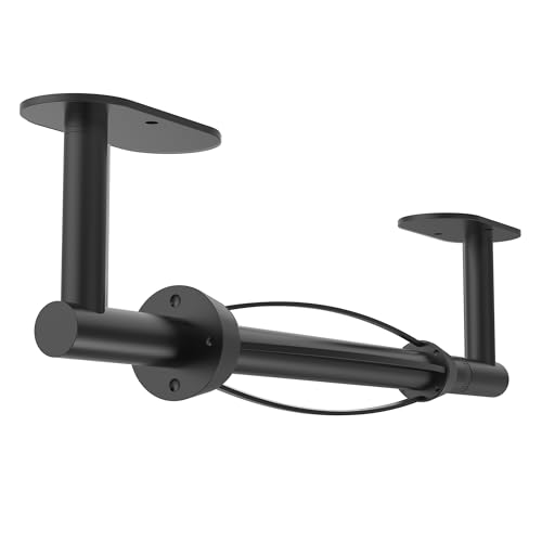 Paper Towel Holder Under Cabinet, Self Adhesive or Wall Mount for Kitchen Bathroom, Stainless Steel Paper Towel Holders with Damping Effect, Single Hand Operable (Matte Black) - color: Matte Black, size: One Hand Tear Holder