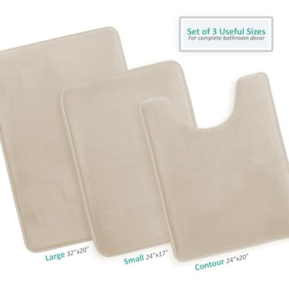 Clara Clark Bathroom Rugs, Velvet Memory Foam Bath Mat, Non-Slip Bath Rugs, Machine Wash, Dries Quickly, Ultra Soft Plush Bath Mats for Bathroom, - color: Linen