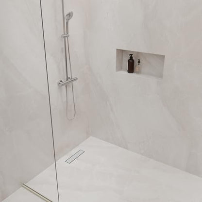 12 Inch Linear Shower Drain-Brushed Nickel, with Tile Insert Grate | AISI 304 Stainless Steel Shower Drain, Rectangle Shower Floor Drain with Leveling Feet, Fits Bathroom & Balcony etc - color: Brushed Nickel, size: 12 Inch