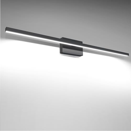 VOLISUN Modern Bathroom Vanity Light 39.4 inch, 24W Dimmable 5CCT Led Bathroom Light Fixture Over Mirror, Black Bar Vanity Light for Bathrooms Mirror Cabinets Bedroom-ETL Certificated - color: Black, size: 39.4inch