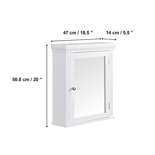 Teamson Home Stratford Floor Cabinet, White, Single-Door | Removable, Freestanding, Wooden, Chrome Knobs - color: White, style: Traditional