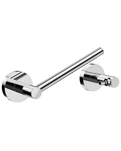 RUACQ Chrome Toilet Paper Holder Wall Mount for Bathroom | Dual-Post Pivoting Tissue Roll Holder, SUS304 Stainless Steel, Screw-in with Round Base, Rustproof, for Hotel Apartments - color: Chrome, size: Wall Mounted