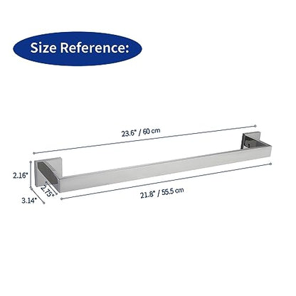TASTOS 23.6 Inch Single Towel Bar Rack, SUS 304 Stainless Steel Bathroom Towel Bar Heavy Duty Towel Holder Kitchen Towel Rod, Wall Mount with Screws Towel Bar Rod Polished Chrome Finish - color: Polished Chrome, size: 23.6-Inch