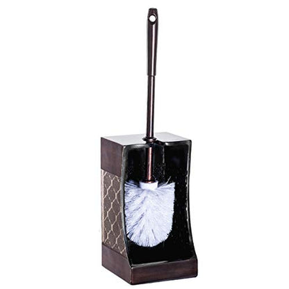 Dahlia Brown Toilet Brush with Holder Set - Bathroom Toilet Bowl Brush and Holder - Decorative Toilet Cleaner Brush - Good Grip Toilet Bowl Scrubber - color: Light Brown/ Dark Brown