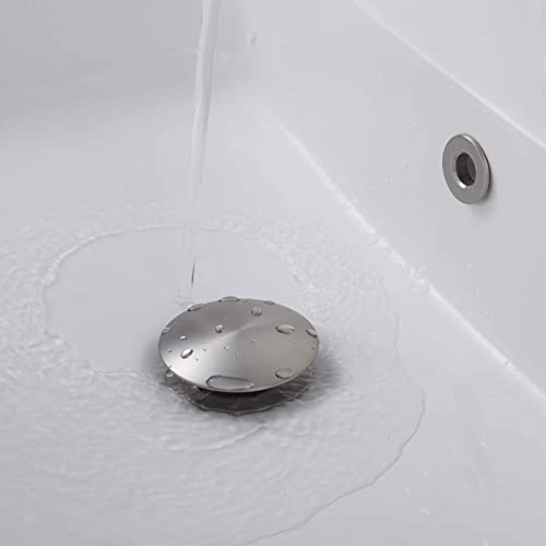 Rockgoya Bathroom Sink Drain,2 Pack Drain Stopper Bathroom Sink Without Overflow,Pop Up Drain Assembly with Detachable Strainer Basket,Built-in Anti-Clogging Strainer,Stainless Steel Brushed Nickel - color: Brushed Nickel-2 Pack, style: Without Overflow