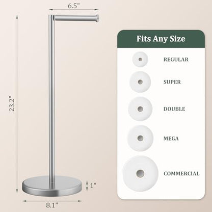 Brushed Nickel Toilet Paper Holder Stand Free Standing Tissue Roll Holder | Freestanding Toilet Paper Stand Storage for Bathroom 304 Stainless Steel Rustproof for 4 Rolls(Fits All Rolls) by Evolvegoods - color: Brushed Nickel