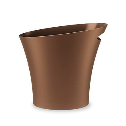 Umbra Skinny Trash Can, Slim Bathroom Garbage Can, 2 Gallon, Bronze | Built-in handle, fits narrow openings and odd spaces, strong construction, easy wipe clean, rounded corners