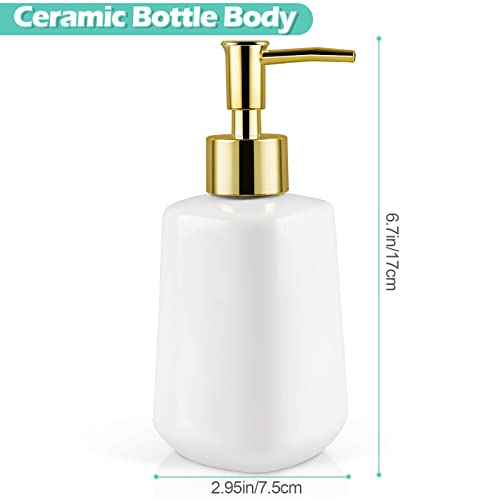 14OZ Dish Soap Dispenser, Hand Soap Dispenser Ceramic Bottle (Bright White) | Pump Dispenser Bottle, Refillable Liquid, Dish Soap, Hand Soap, Essential Oil & Lotion, Great for Kitchen & Bathroom - color: Bright White
