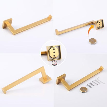 GERZWY Gold Stainless Steel Hand Towel Holder Modern Bathroom Towel Ring Wall Mounted IG1806-BE - color: Gold