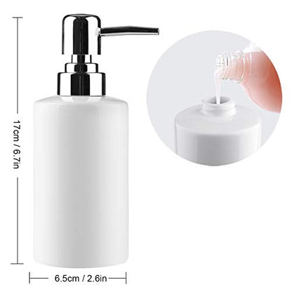 FE Soap Dispenser, 300ml/10oz Ceramic Liquid Soap Pump Dispenser, Refillable Dish Soap Dispenser for Kitchen Bathroom Washroom (White) - color: White
